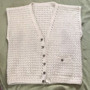 Woven wool short sleeve cardigan